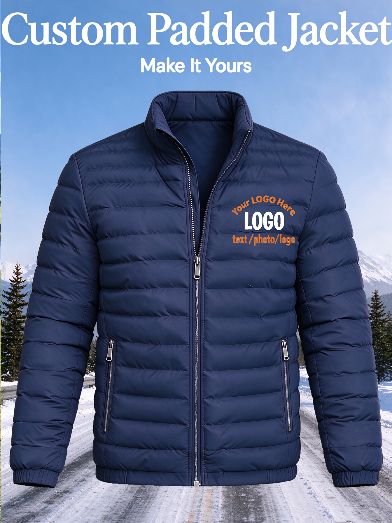 Custom Padded Jacket - Men's Stand Collar Thickened Padded