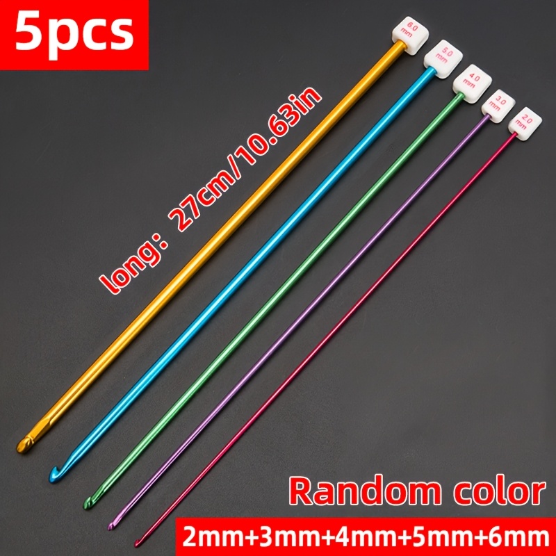 4pcs/5pcs/9pcs Set Of Colored Anodized Aluminum Extended Crochet Hooks, Scarf/sweater/children'/knitting Tool Set, 2mm-6mm Crochet Hooks, For Home Fabric Craft Enthusiasts - 10.63 Inches