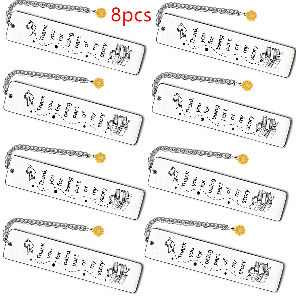 TEMU 8pcs Daisy Flower Accessory Stainless Steel Thank You Bookmarks, Teachers, , , Anniversaries, Valentine's Day, Thanksgiving, Mother's Day,