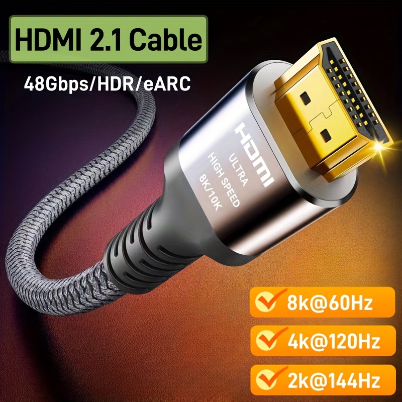 

8k 10k Hdtv Cable 48gbps 3.3/6.6/10/15ft, Ultra Hdtv Cable Braided Cord-4k@120hz 8k@60hz, :x, 2.2 & 2.3, Hdr 10+ Compatible With Tv/ps5/hdtv/blu-ray