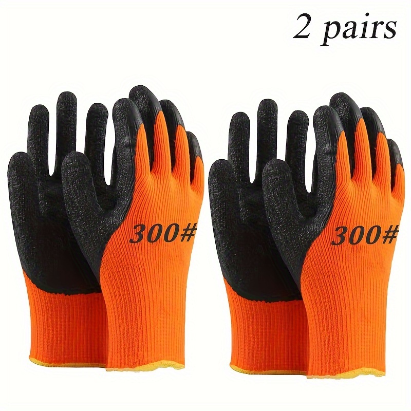 

2 Paires de Gants de Travail d'Hiver - Respirants & Chauds, Enduits de Caoutchouc pour le Jardinage, l'Aménagement Paysager, de la Pelouse - Lavables en Machine, Grande Taille, Design Orange & Noir