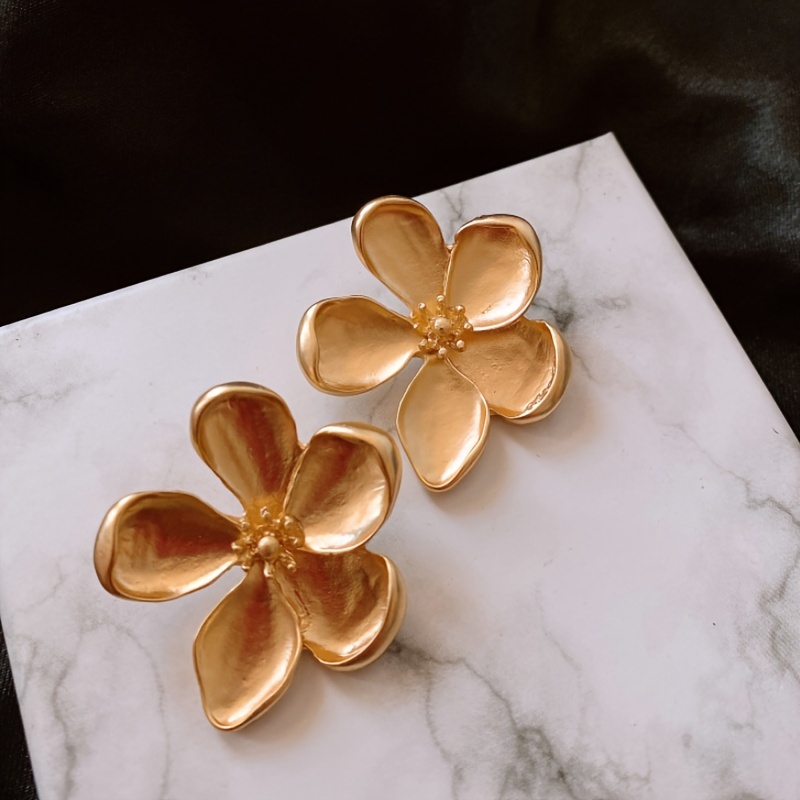 Matte Floral Stud Earrings, Vintage Inspired