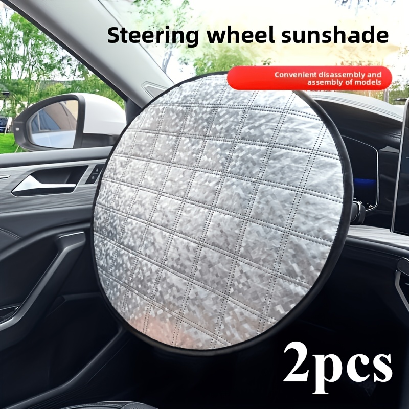 2pcs Universal Car Steering Wheel Cover - Heat Insulation, Sun Protection, High Temperature , Suitable For Car Models And Sedans