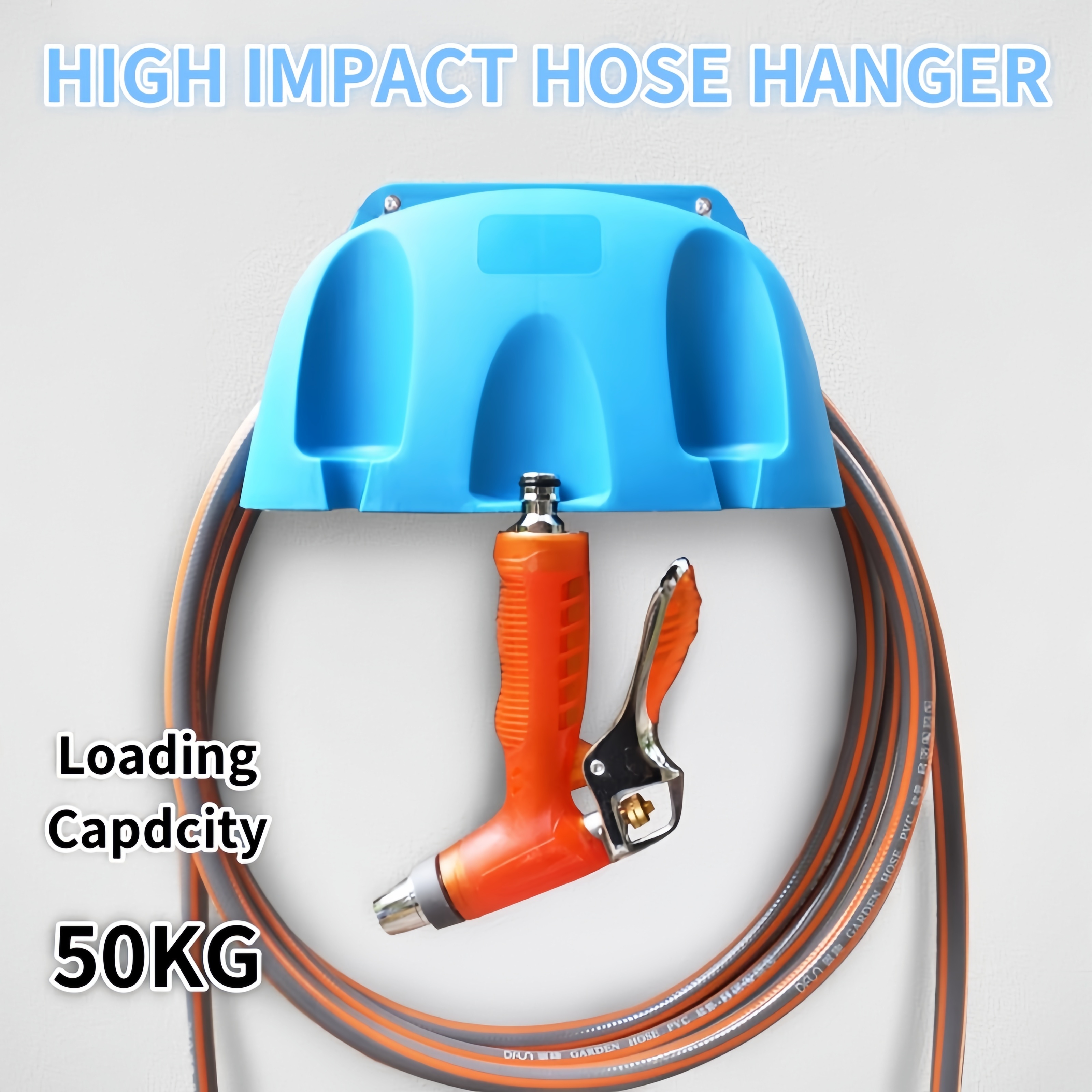 

Garden Hose Holder Wall Mount - Heavy Duty Hose Hanger With 50kg Capacity, Blue Plastic Water Pipe Organizer For Lawn, Yard - Gardening Irrigation Tool With 3 Slots For Hose Storage And Management