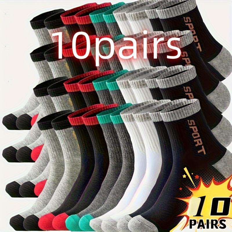 Image of 10/20 Pairs Breathable Socks For Men And Women - Moisture-wicking Running And Casual Athletic Socks With Reinforced Heel And Toe, Black/red