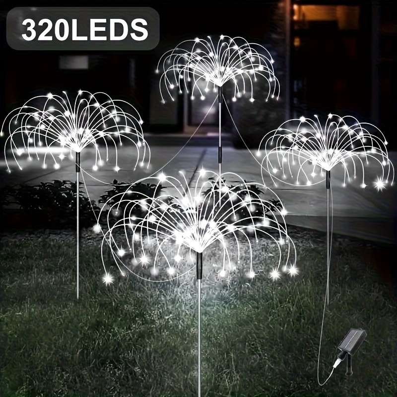 TEMU 4pcs Set Of Solar Dandelion Copper Wire Lights, 11 Led String Lights, 240/320pcs Leds, Stage Atmosphere Decoration Lights, Suitable For Stage