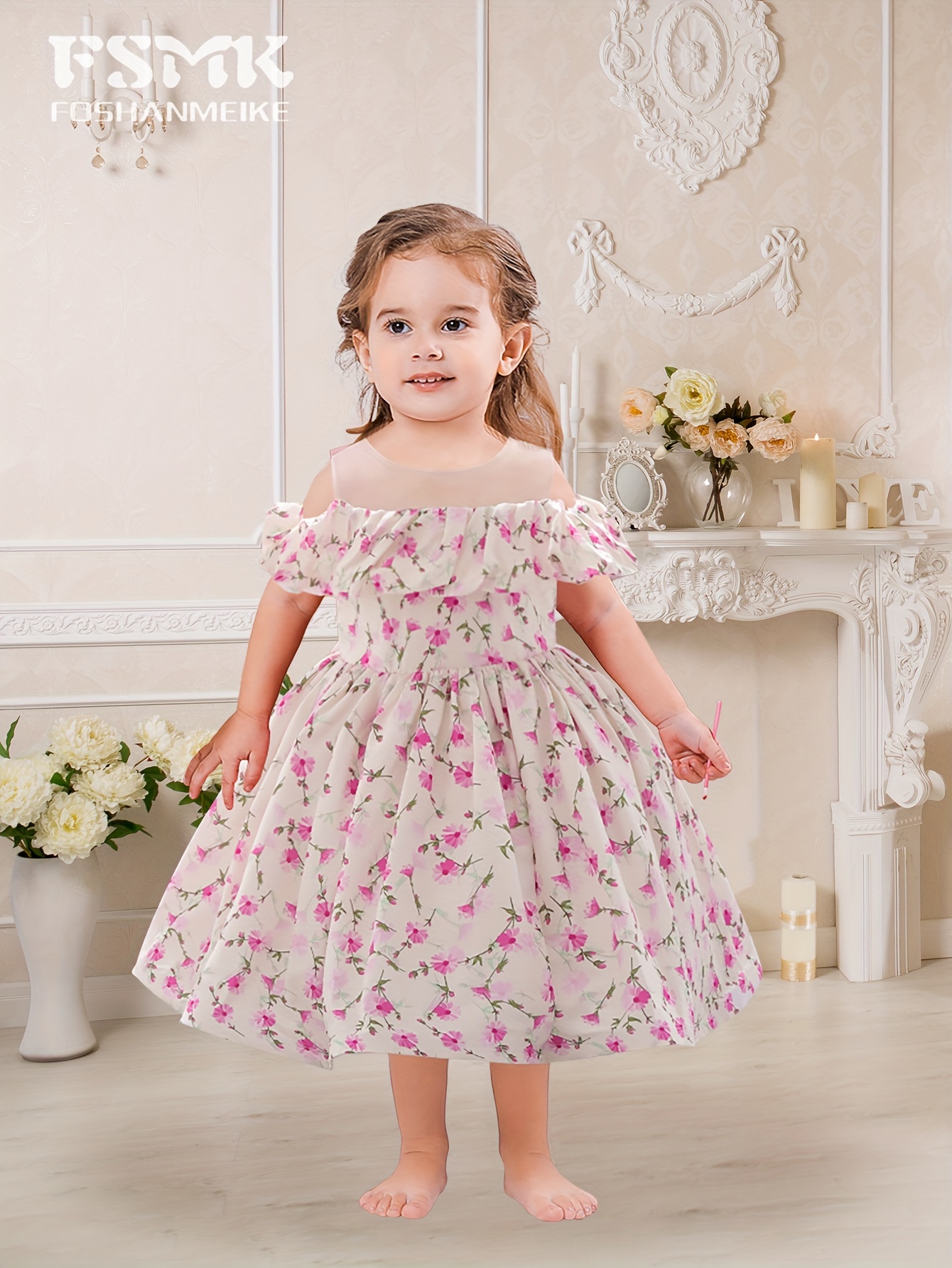 Jolies Filles Robe Princesse B b Doux Volants Hors L paule