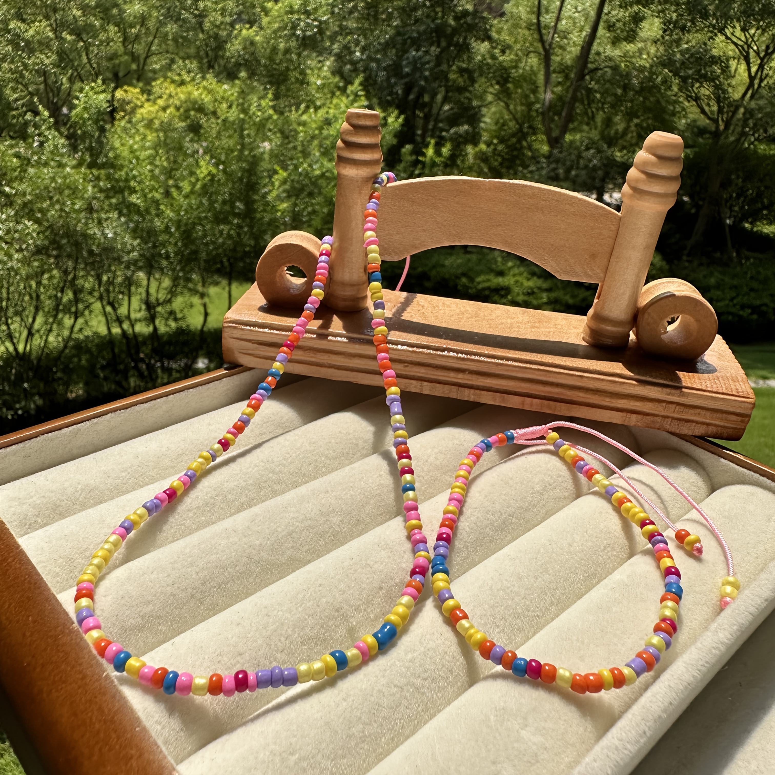 TEMU 2pcs Women's Bohemian Necklace Bracelet Set Decorative Beads Rice Bead Necklace, Summer Fashion Jewelry Bracelet Colorful Beaded Jewelry Set