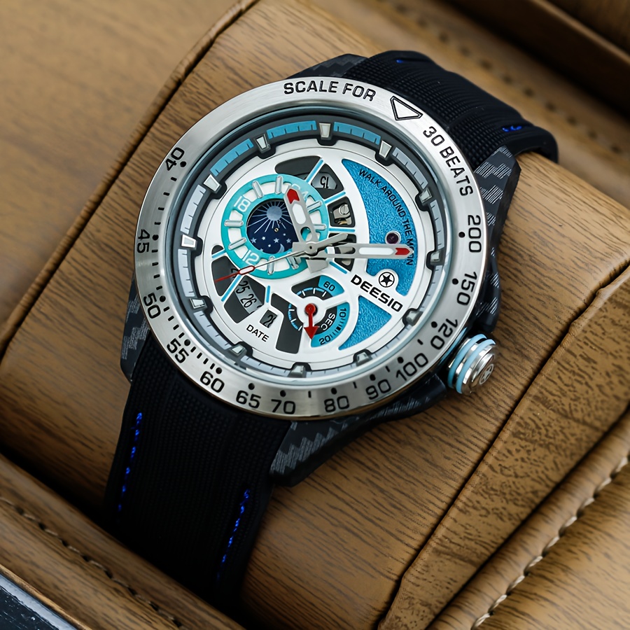 TEMU Latest Carbon Composite Material Watch - Men's Mechanical Watch - Fashion Trend - Mechanical Watch For Men - Valentine's Day Gift Watch