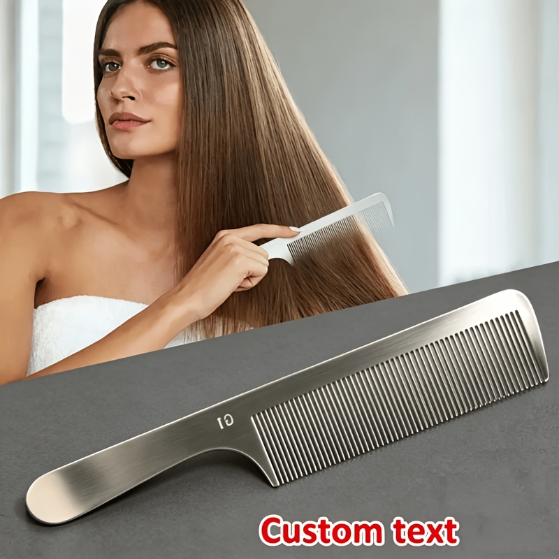 TEMU 1pc [personalized Customization] Customized Name, Blessing Words Stainless Steel Handle Haircomb