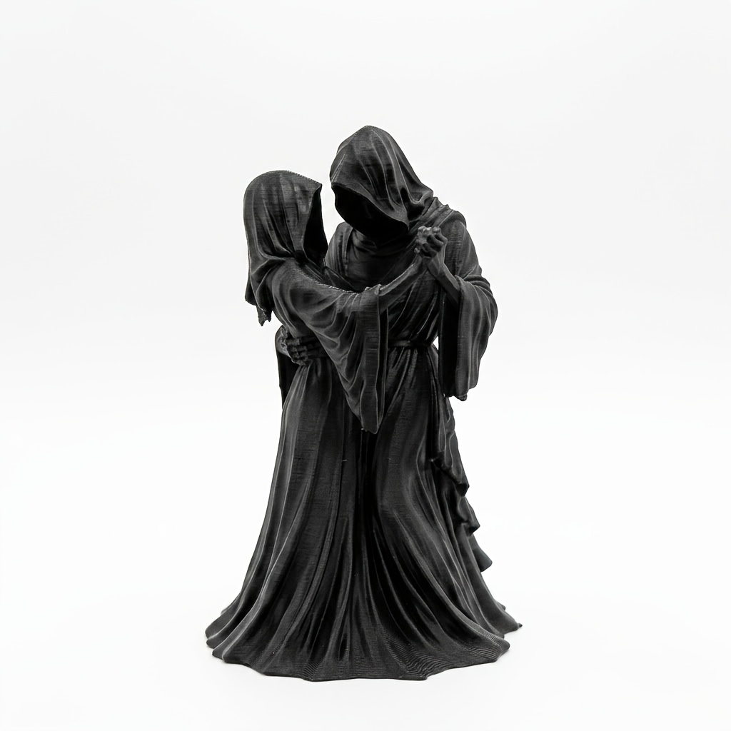 TEMU Gothic Reaper Couple Statue - Figurine, Suitable For Halloween/christmas/easter Decor, Plastic Gothic Sculpture For Shelf Display, Retro Gothic