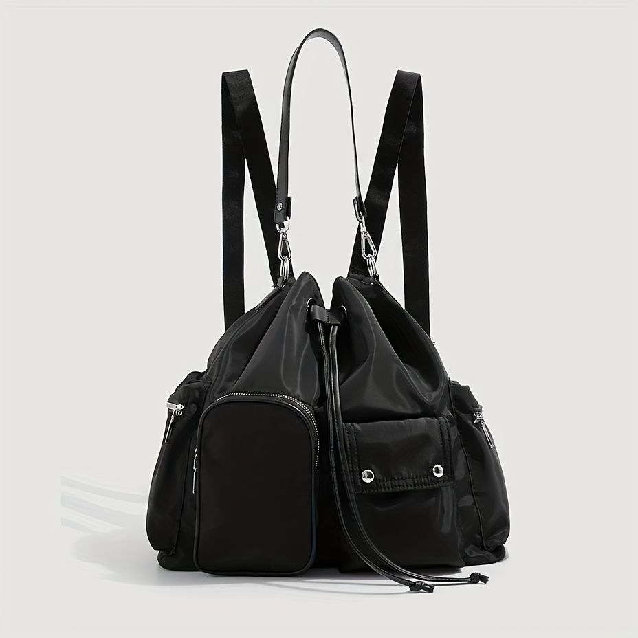 TEMU New Multi-pocket Drawstring Tote Bag Niche Lightweight Backpack Fashionable Shoulder Bag Crossbody Backpack