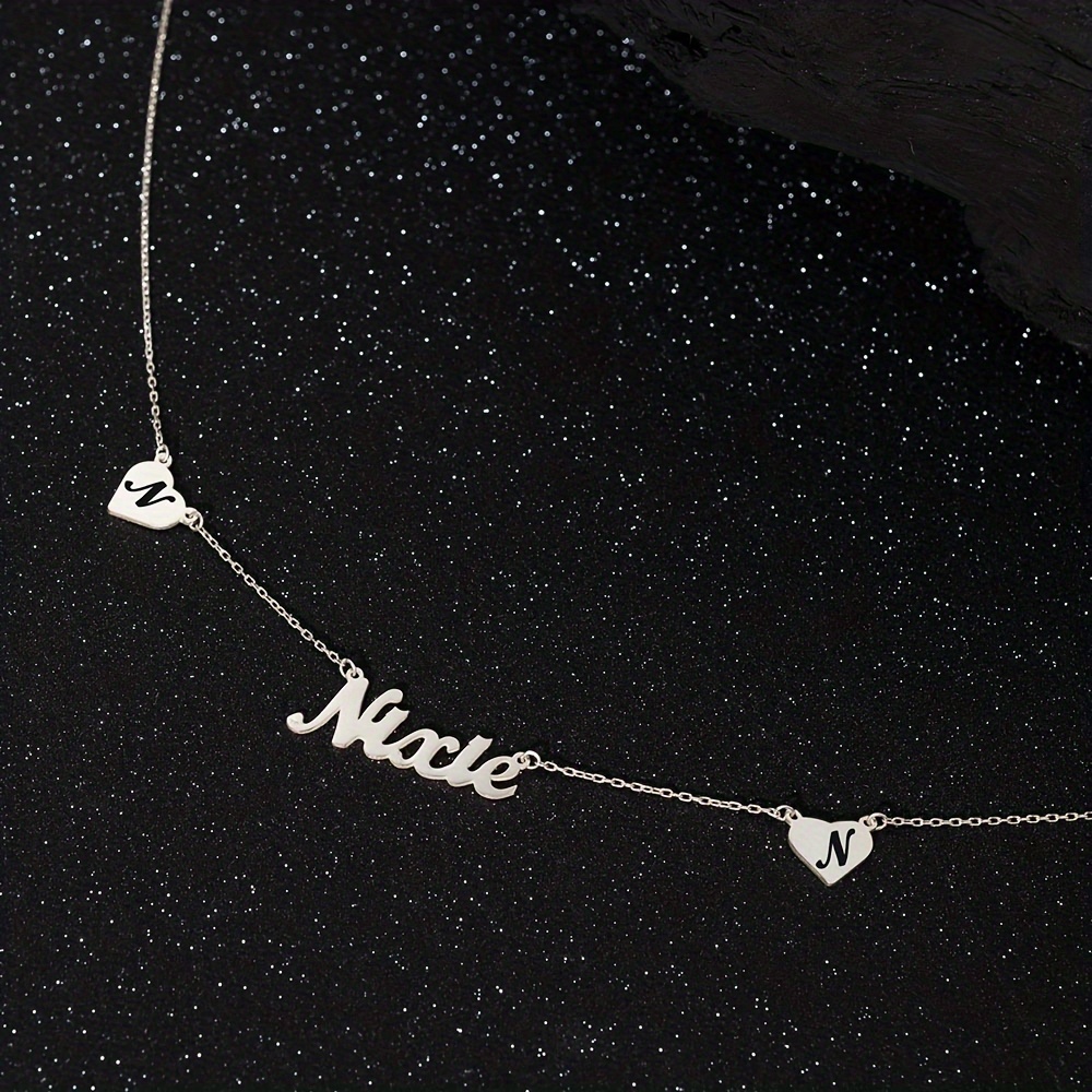 Personalized Stainless Steel Necklace with Heart and Name Pendant