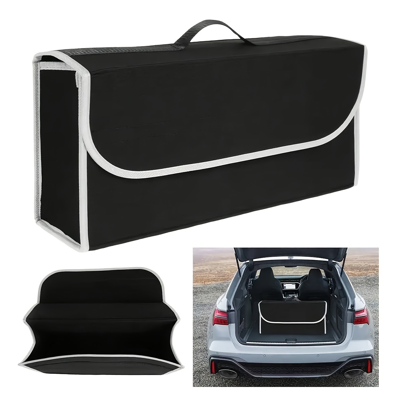 

1pc Felt Storage Organizer For Car Trunk, Foldable Polyester (pet) Multi- Vehicle Accessory, Space-saving, , For Coupes And Suvs