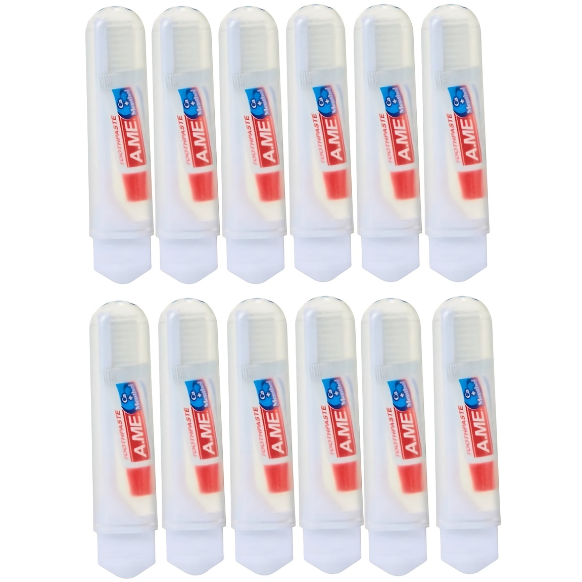 12pcs Portable Folding Toothbrush Set with Soft Bristles and Toothpaste