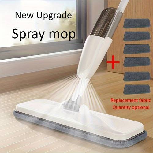 microfiber spray mop with 4 reusable pads scraper long handle for of hardwood laminated floors tile wood wet dry use gray replacement fabric included