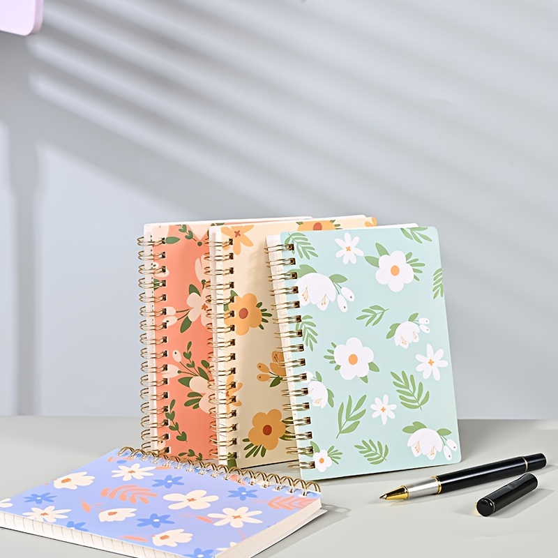 

4-pack A6 Spiral Notebooks With Designs, Portable Tear-off Memo Pads With Paper Covers