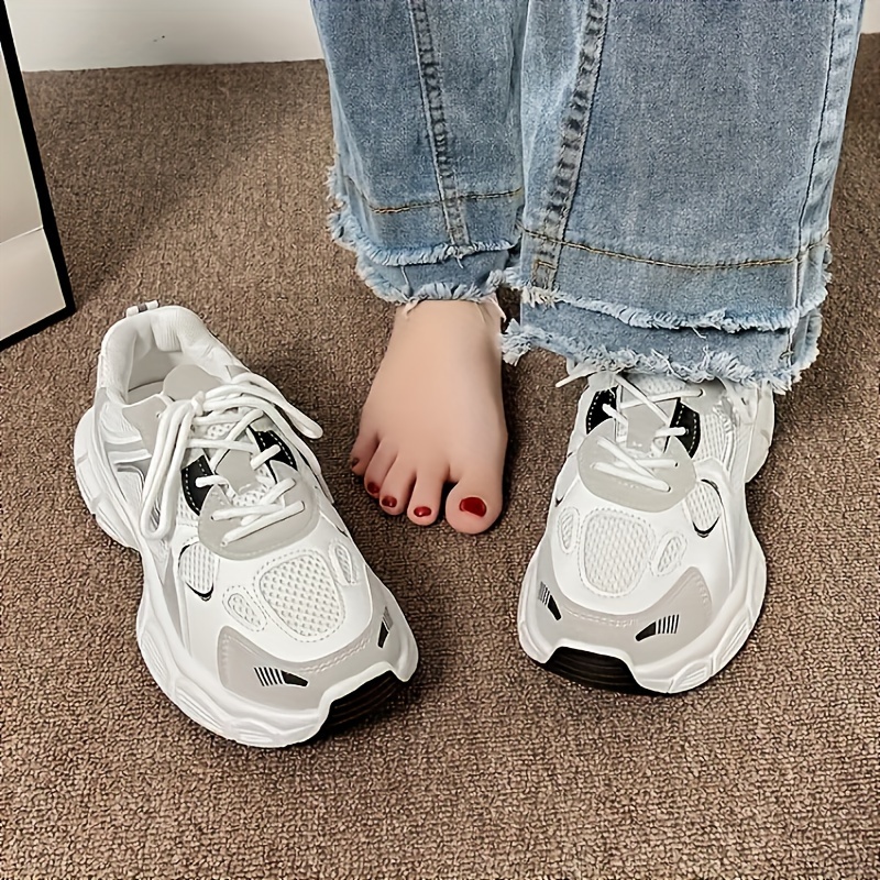 

Women's Breathable Mesh Platform Sneakers, Casual Lace Up Outdoor Shoes, Comfortable Low Top Sport Shoes