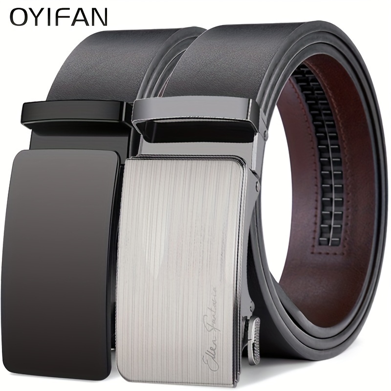 

Men's Genuine Leather Cowhide Automatic Adjustable Belt, All Daily , Formal Dress, Pants, For Gifts.