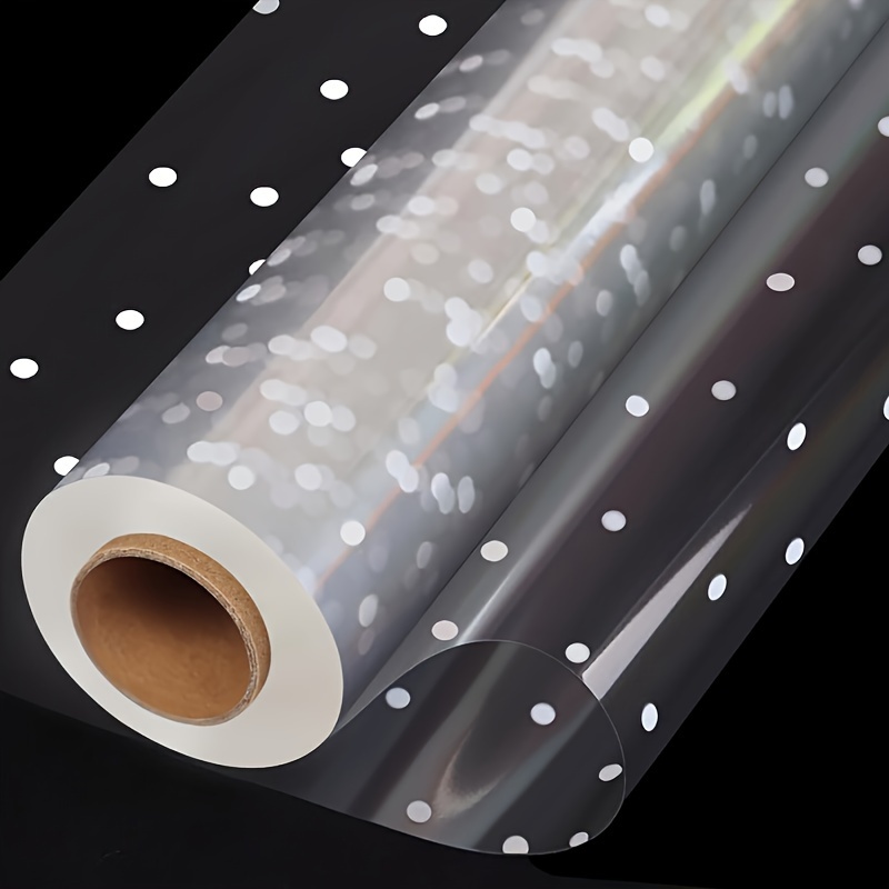 

30m Clear Cellophane Wrap Roll With White Dots - Transparent Gift Basket Wrapping Film For Snacks, Gifts, Holidays & Christmas Packaging