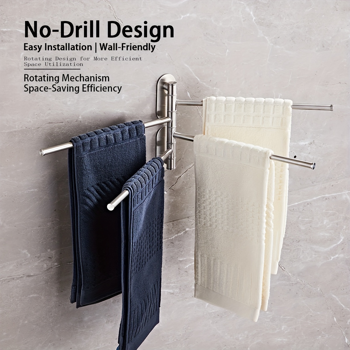 Поворотный держатель для полотенец нержавеющая сталь самоклейка 350х210х34 мм