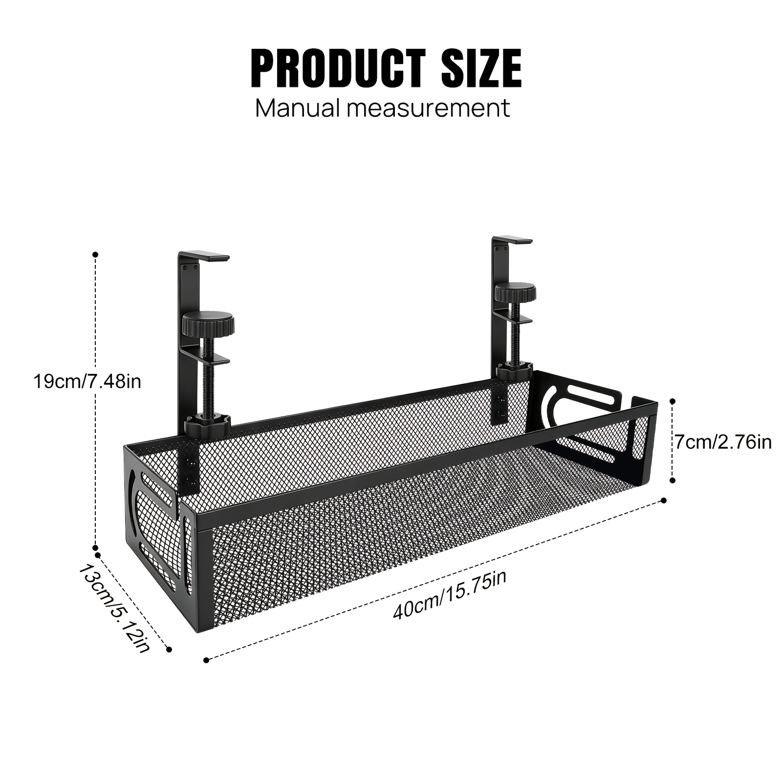 Under Desk Cable Management Tray with Clamp Mount, No Drill Installation