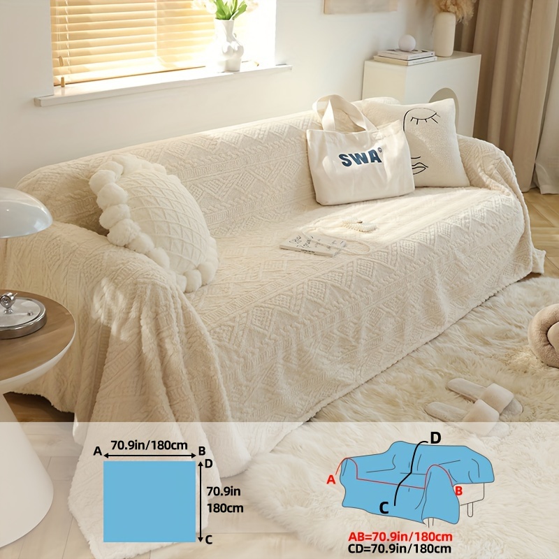 TEMU 1pc Plush Sofa Throw Blanket Multi-functional Cover, Machine Washable, Warm Comfortable Soft Non-shedding, Dust And