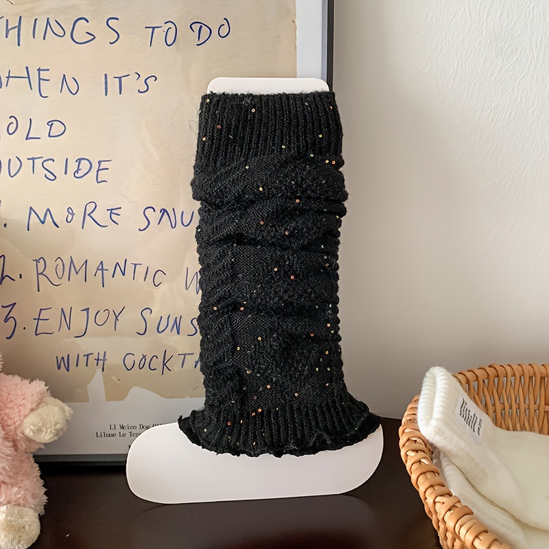 Image of 1 Pair Of Sock Covers, Autumn/winter Knitted Sock Covers, Warm Solid Color Leg Warmers, For Teenager