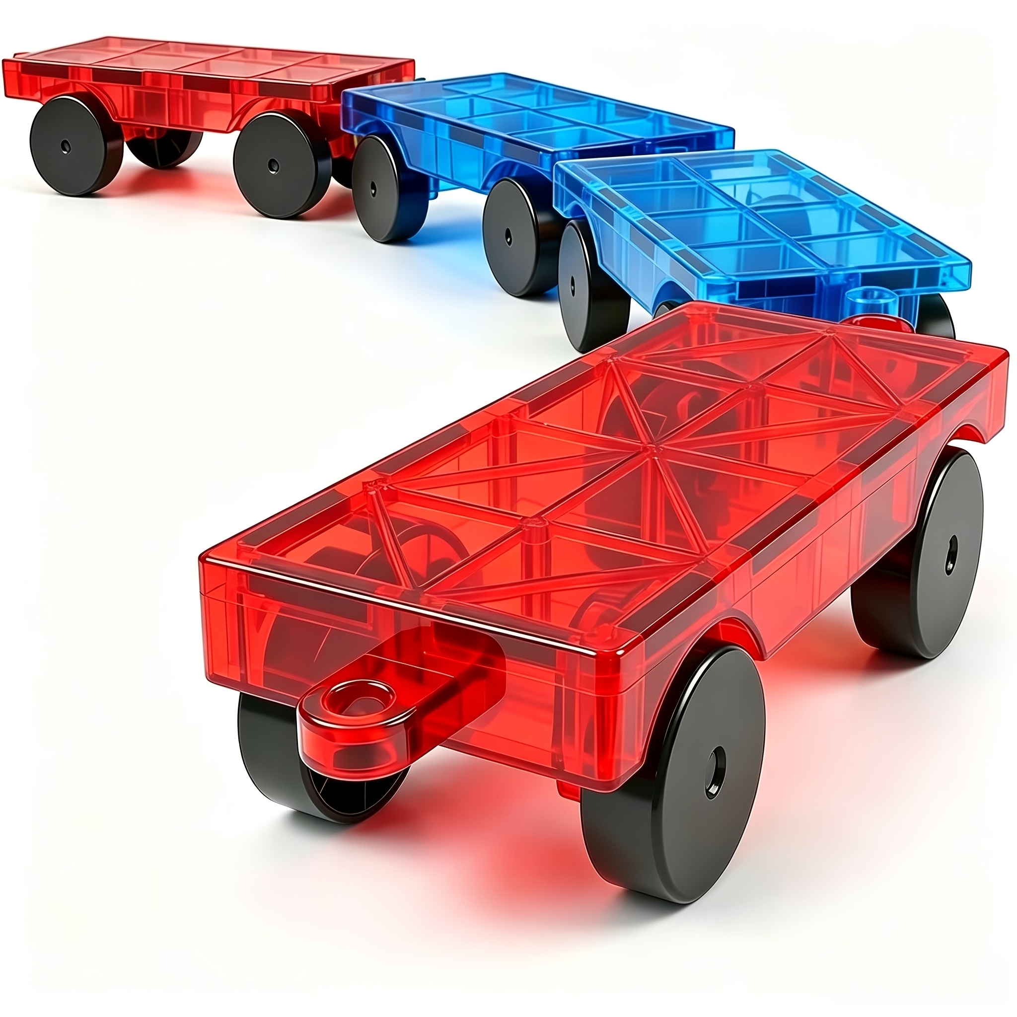 Image of Magnetic Tiles Car Toy Set, 4pcs Magnetic Car Building Block Toys, Magnetic Building Blocks, , Educational Sensory Toys, Christmas Gift For Boys And Girls Aged 3 And Above, Holiday Gift