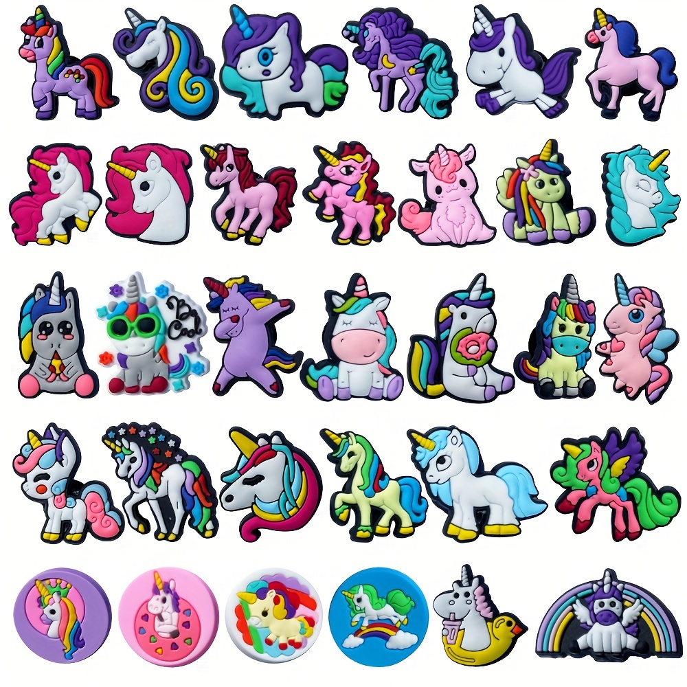 

32pcs Juxzh Unicorn Shoe Charm Set - Vibrant Pvc Decorations For Sneakers, Easy To Apply & - Ideal For Birthday, Christmas & Party Favors, Shoe Accessories