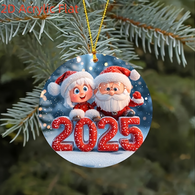 Kerst Winterscene Met De Kerstman Hand Getekende Platte Stijlvolle Cartoon Sticker 126736967