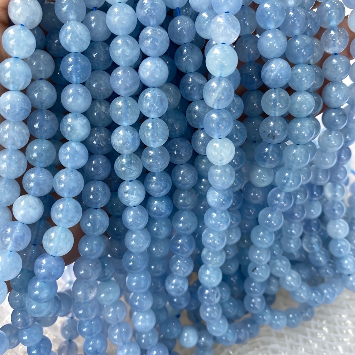 

15 Inch Strand Aquamarine Stone Beads, 6-8-10mm Round Loose Spacer Beads For Making, Suitable For Bracelets, Necklaces, And Earrings Crafting - Material: Natural Stone