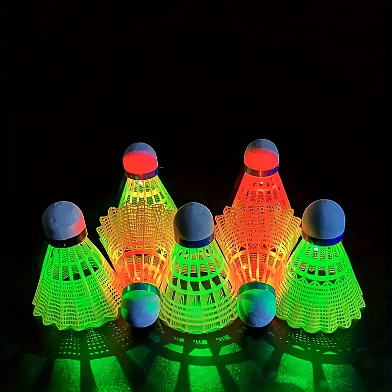 

4-piece Glow-in-the-dark Badminton Shuttlecocks - Durable Plastic, Perfect For Outdoor Sports & Nighttime Fun, Ages 14+