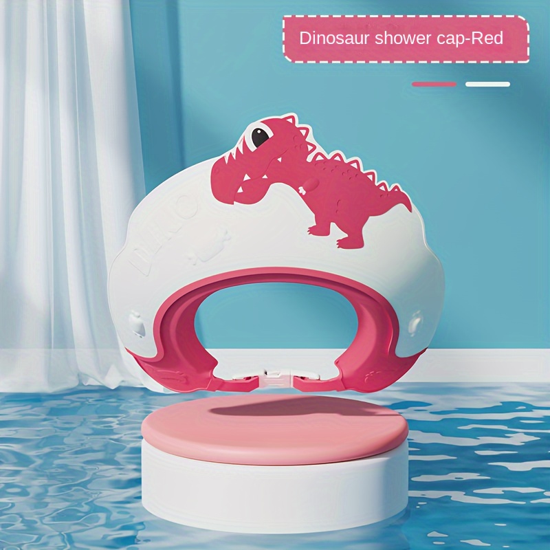 Image of Soft Rubber Shampoo Cap Water Blocking Shampoo Artifact Shampoo Cap Waterproof Ear Protection Bath Shower Cap Dinosaur Pattern