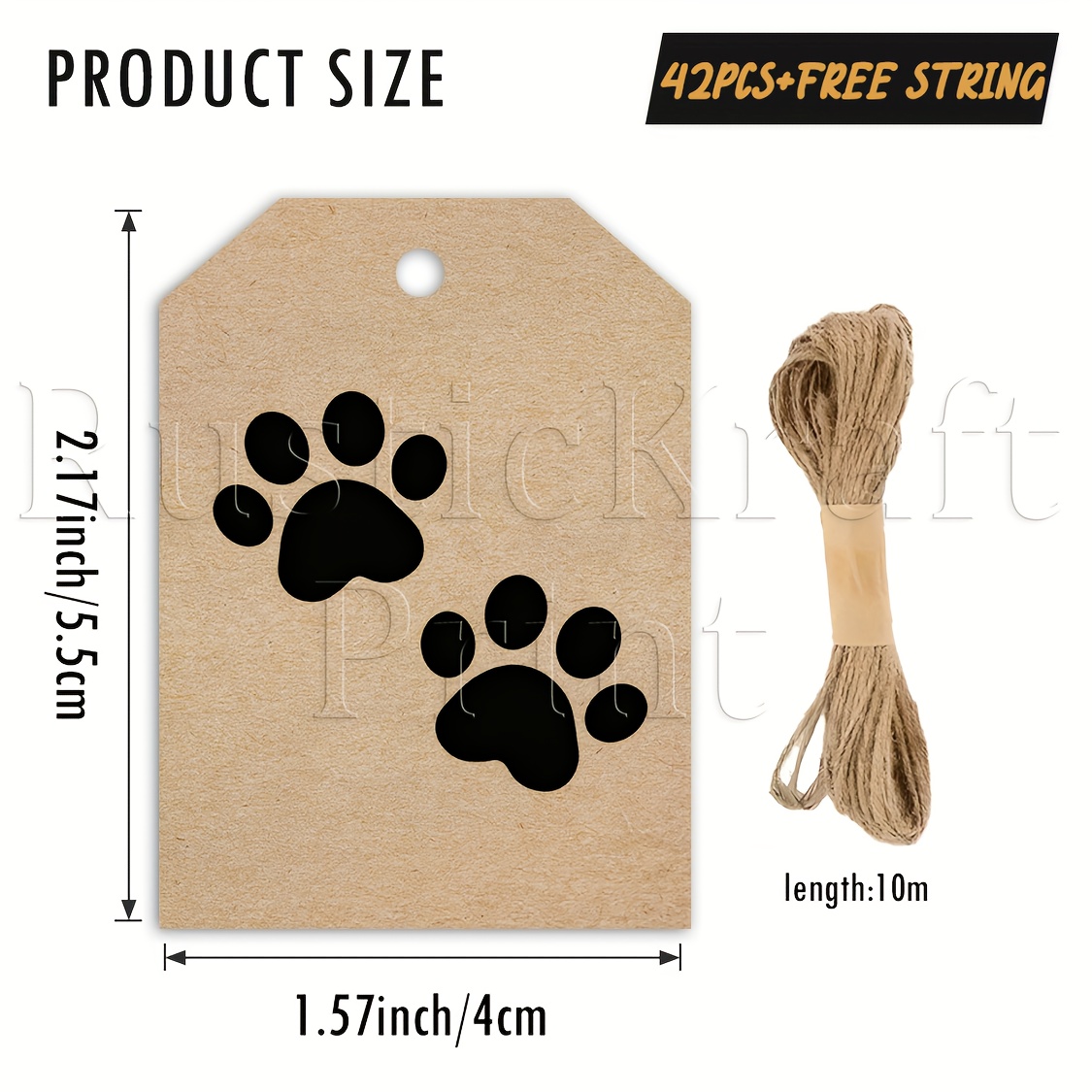 TEMU 42 stuks, Zwarte Pootafdrukken Baby Shower Cadeaulabels met Touw, Cadeaupapier, Cadeau Decoratie, voor Zakelijk Gebruik