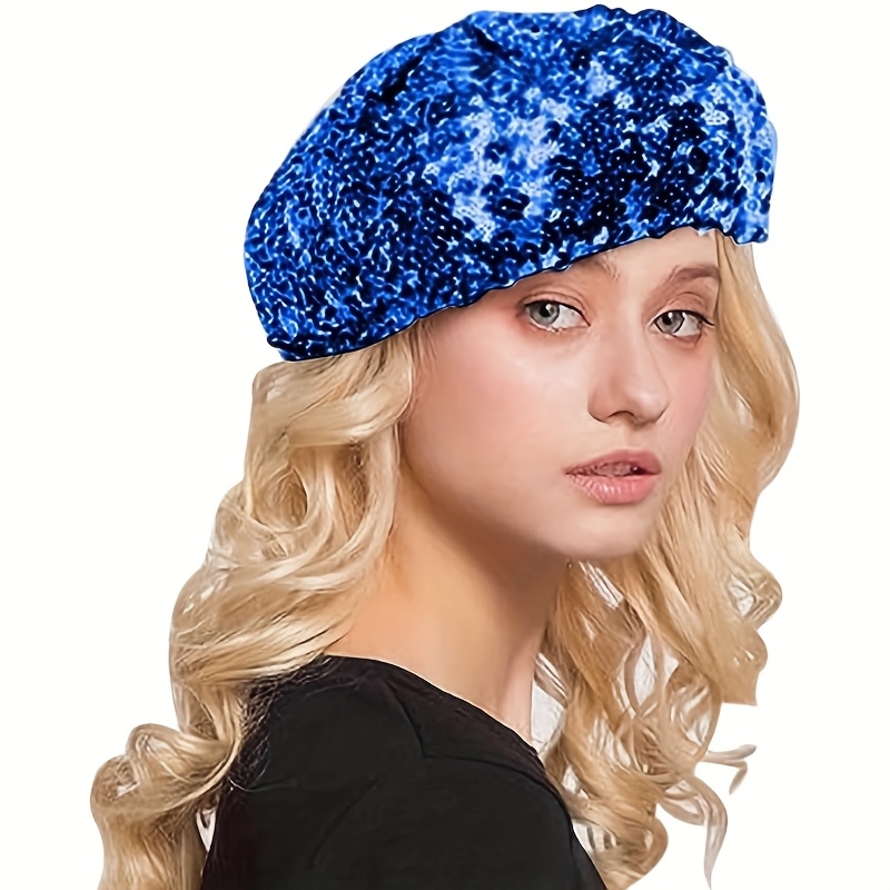 women sparkly sequin beret hat shiny sequins beret elastic  display picture 3