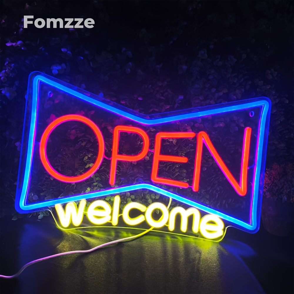 Image of Fomzze Welcome Open Neon Signs For Business, Led Neon Open Sign, Usb Powered Open Sign For Business Storefront Bar Salon Hotel Cafes Restaurants, Usb Light Compatible With Laptop
