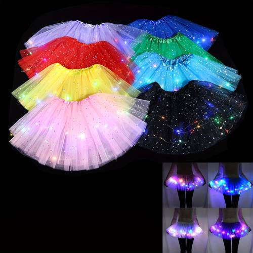 partykleid für mädchen - ausgestellter rock im tutu-stil in pink – geburtstag, weihnachten, karneval, bühnenauftritte – batteriefreies kostüm, festliche kleidung, streetstyle, leichter stoff, spielmodeschmuck, weiches material, tanzschülerinnen
