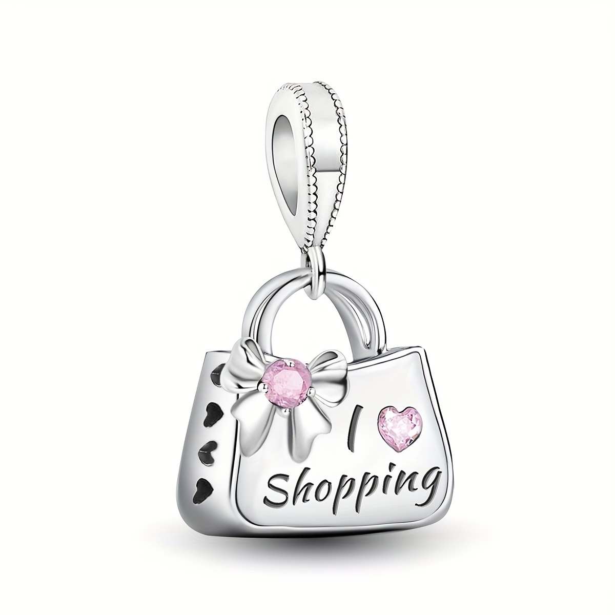 1pc Bow Bag Pendant, 925 Silver Plated Pendant Fit Bracelet Bangle Necklace, Jewelry Making Additions Valentine's Day Mother's Day Gift For Women