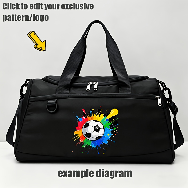 TEMU Borsa da palestra da donna personalizzabile con LOGO/FOTO personalizzati, borsa tote da viaggio capiente /blu navy, con scomparto per scarpe,