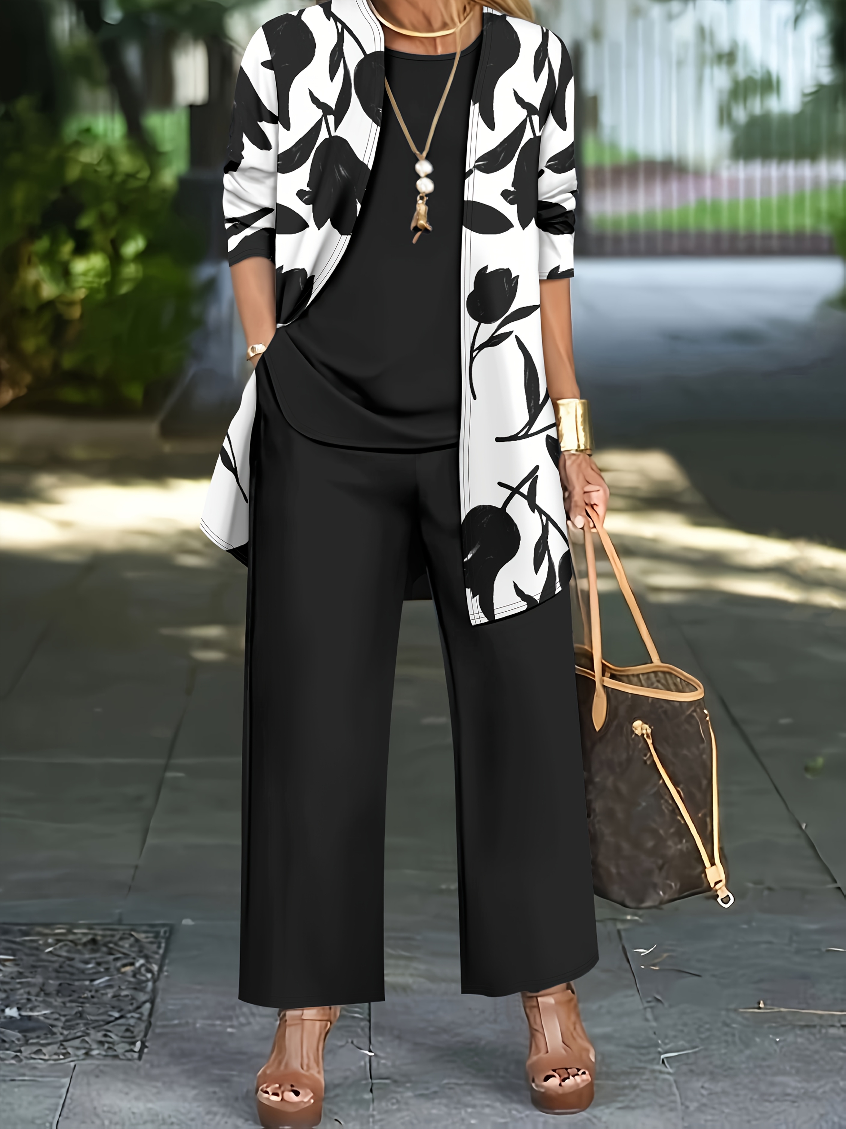 conjunto piezas mujer cardigan estampado floral camiseta Temu