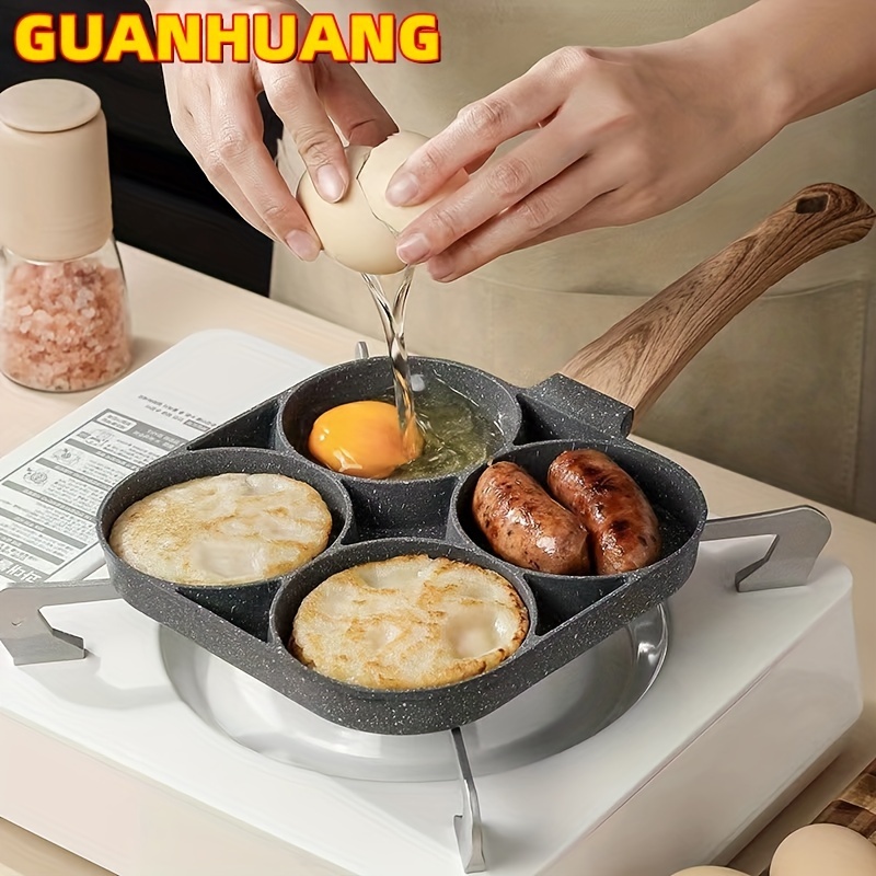 

1pc Fry Pan For Egg, Non Pan, 4/2 Cups, Alloy Pan Cooker For Or , Pan Wooden , Gas & Induction