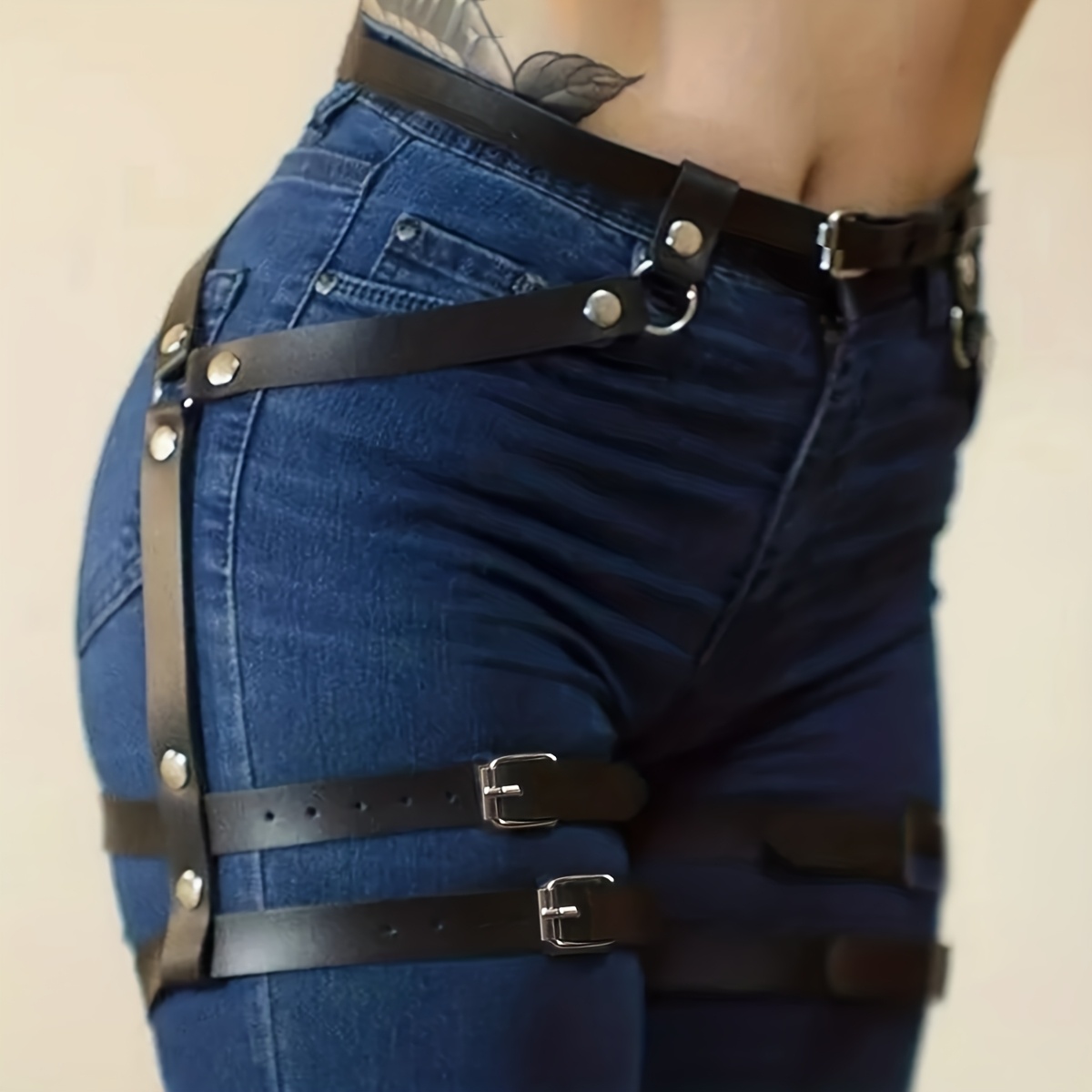 pu garter belt harness street style thigh harness belt rave - Temu Oman