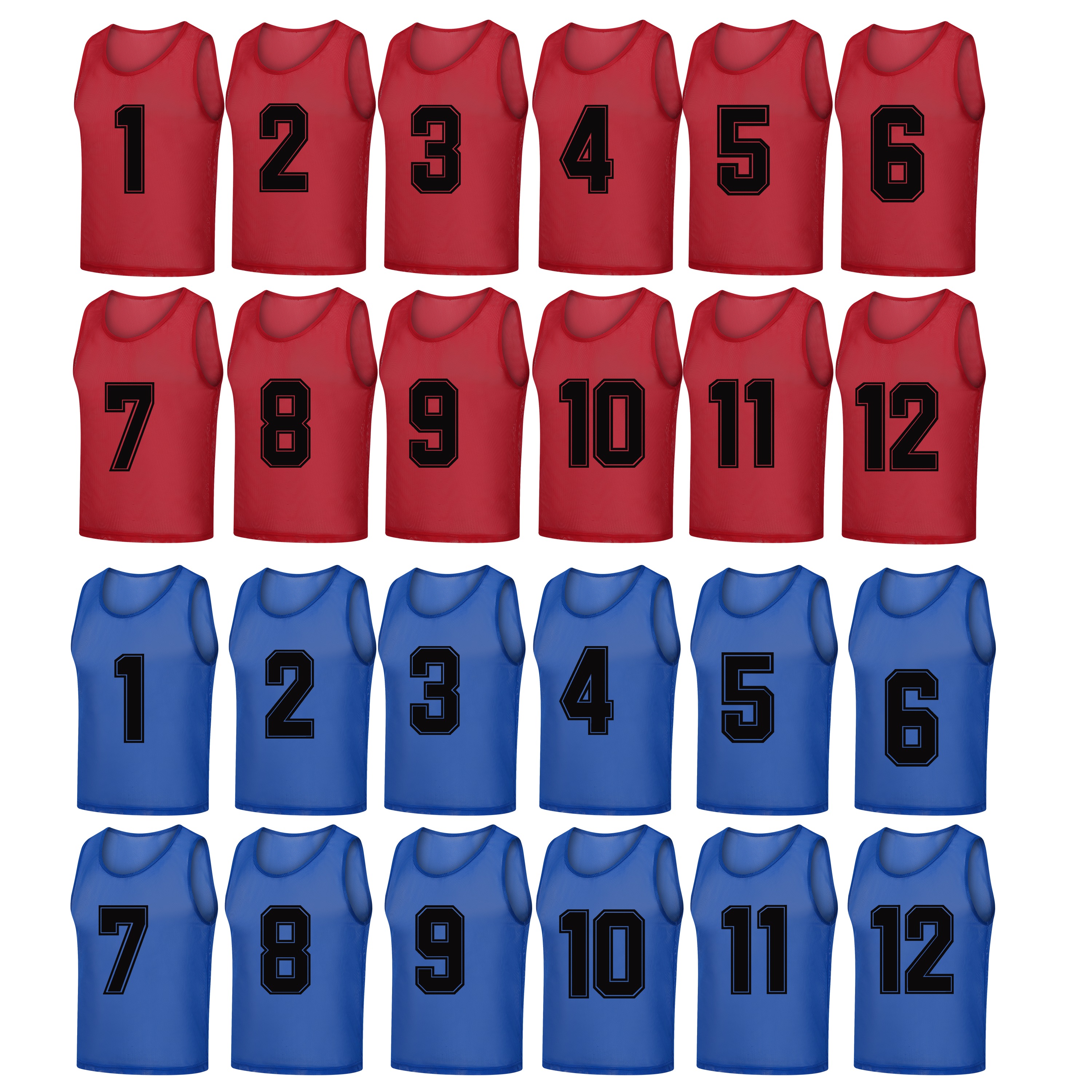 artikel foto 24 stuks   mesh vests met dubbelzijdige  , met een los design in   kleuren voor onbeperkt  . lichtgewicht en ademend, deze vests zijn gemakkelijk te identificeren voor groepscompetities in voetbal, basketbal, tennis.