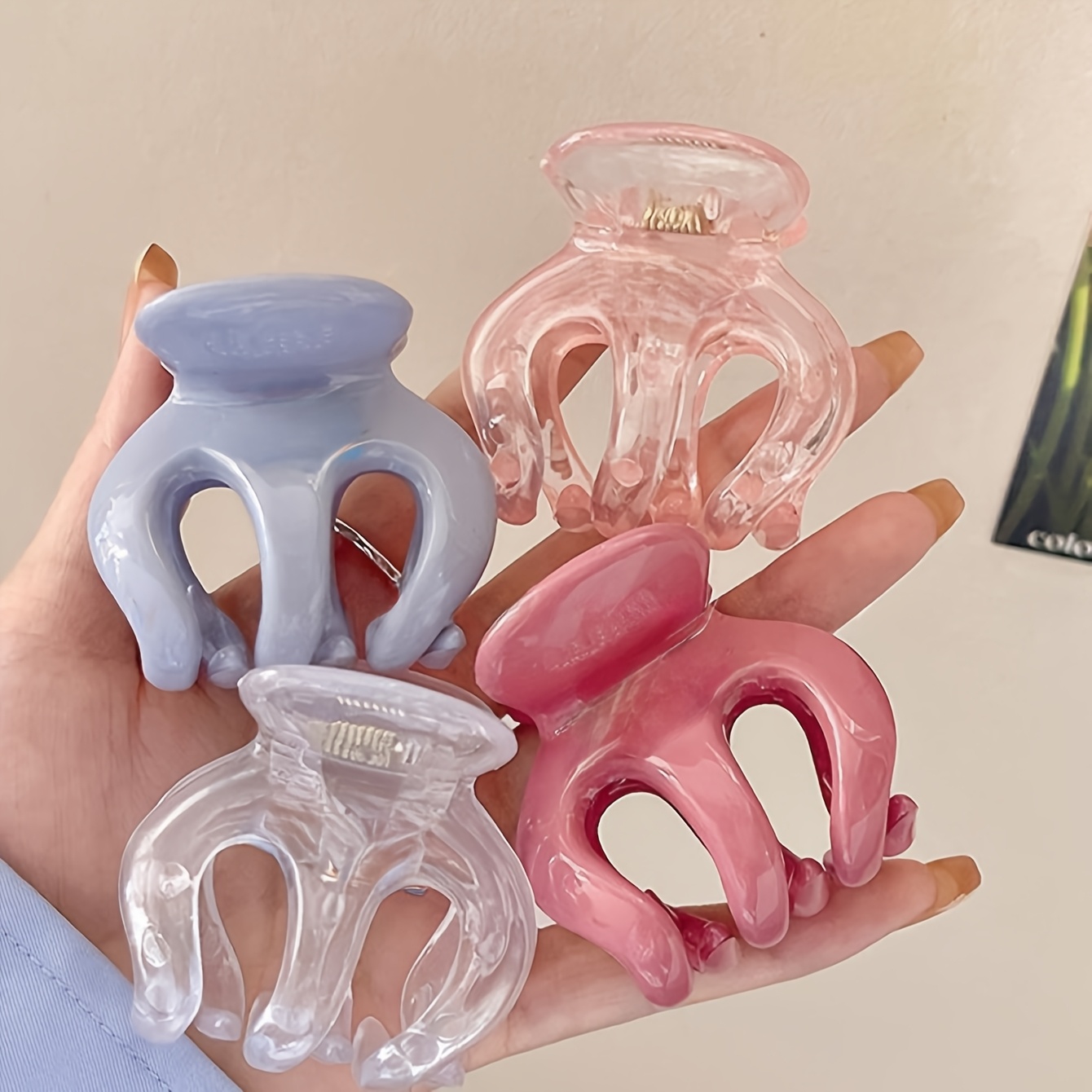 TEMU 4pcs Women's Dopamine Pumpkin Hair Clips, 4.5cm/1.77 Inches, Stylish And Versatile Hair Accessories, Elegant Style, Suitable For Daily Wear,
