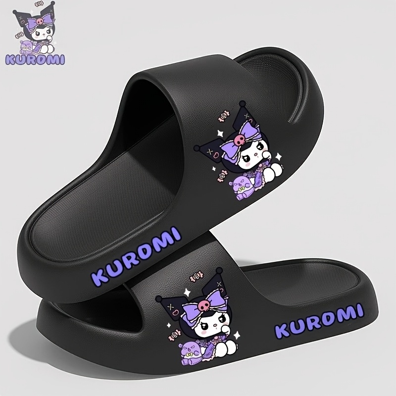 Image of Women's Kuromi Slippers - Cute Anime Kuromi Face & Kuromi Thumbs Up Designs - Indoor/outdoor House - - (black/pink) - Footwear For, Women Shoes