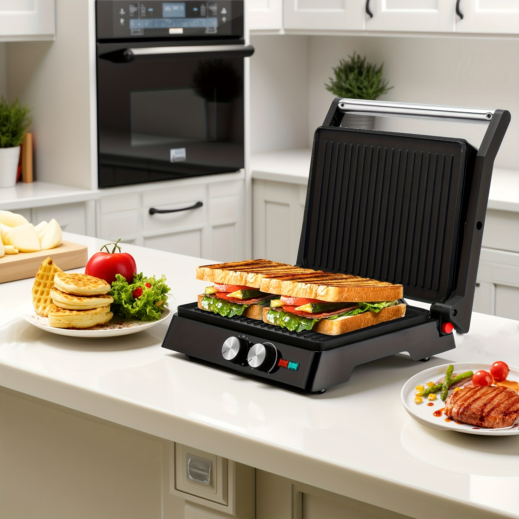 Ultimate 3-in-1 Electric Indoor Grill – Panini Press with Non-Stick Cooking Plates, Opens 180-Degree Gourmet Sandwich Maker, Floating Hinge Fits All Foods, Panini Press Grill with Grease Tray 7 Ultimate 3-in-1 Electric Indoor Grill – Panini Press with Non-Stick Cooking Plates, Opens 180-Degree Gourmet Sandwich Maker, Floating Hinge Fits All Foods, Panini Press Grill with Grease Tray - Image 7