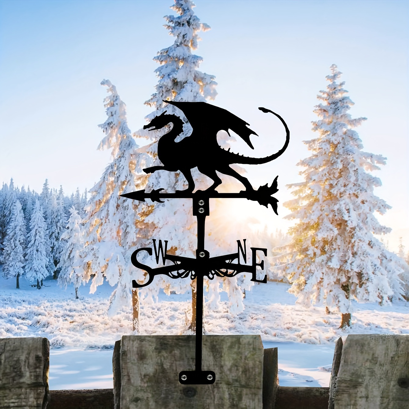 

Vintage Dragon Metal Wind Vane - Silhouette Weather Vane For Yard, Roof, Patio & Lawn Decor | & Fall