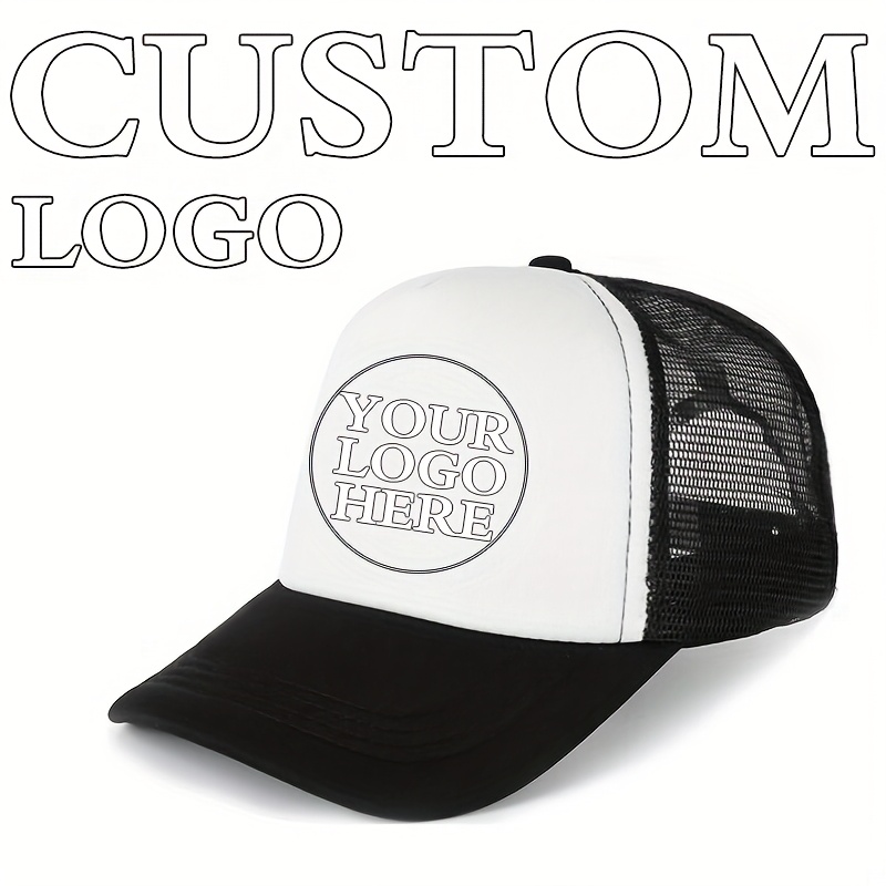 TEMU 1pc Unisex Breathable Mesh Baseball - Customizable Logo/photo, Adjustable Snapback, Solid Colors For Outdoor Fishing, Thanksgiving, Easter &