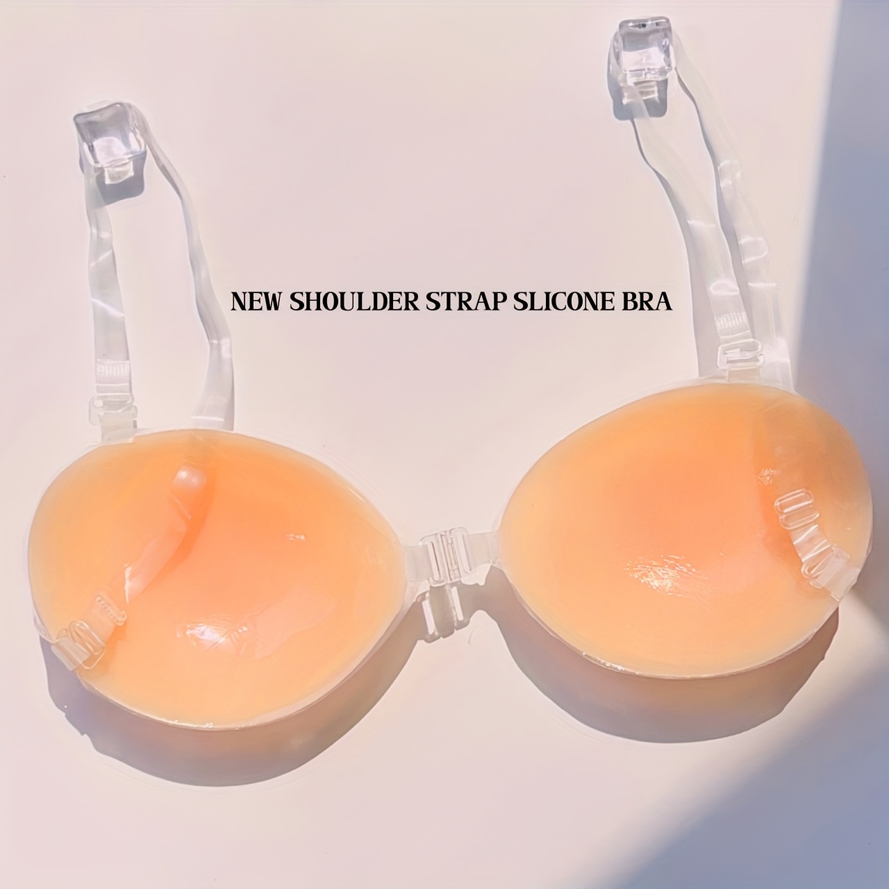 

Solid Silicone Reusable Nipple Cover With Transparent Straps, Invisible Strapless Anti Convex Breast Pasties, Women's Lingerie & Underwear Accessories